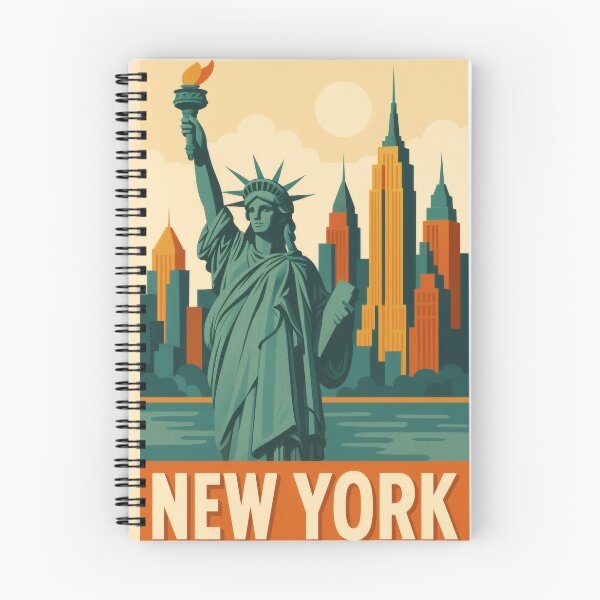 Item preview, Retro Pop Art Poster Illustration of New York City | Bold Manhattan Skyline Print with Statue of Liberty, Brooklyn Bridge & Empire State Building | Vintage American Travel Wall Art Decor designed and sold by PaintedPixels01.