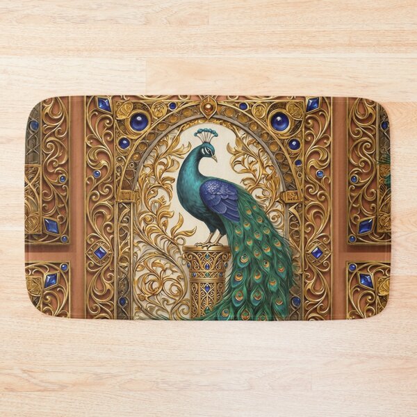 Item preview, Majestic Art Nouveau Peacock Art Print | Emerald Gold Peacock Illustration | Vintage Ornamental Bird Wall Art | Elegant Boho Home Decor designed and sold by RSDigitalPrintDesign.