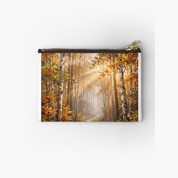 Item preview, Golden Mist Path — Misty Autumn Forest Oil Painting Wall Art Print designed and sold by PickyAura.