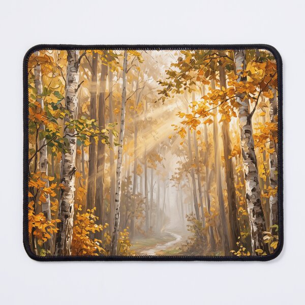 Item preview, Golden Mist Path — Misty Autumn Forest Oil Painting Wall Art Print designed and sold by PickyAura.