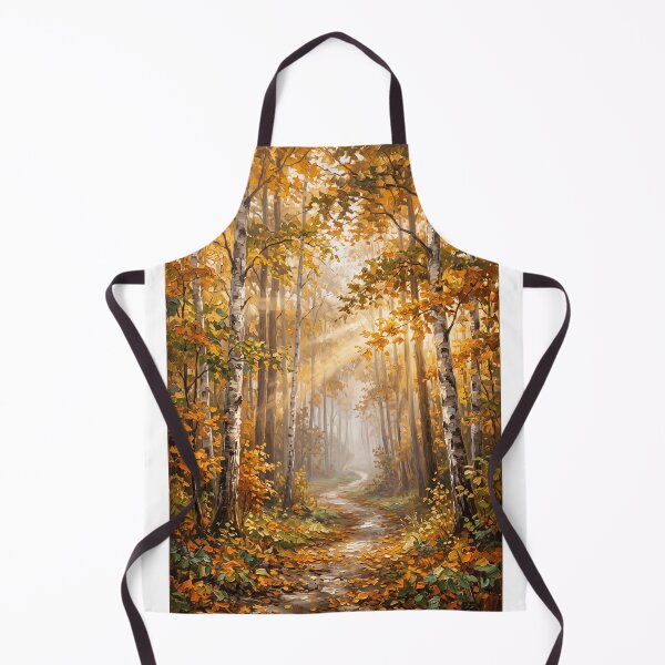 Item preview, Golden Mist Path — Misty Autumn Forest Oil Painting Wall Art Print designed and sold by PickyAura.