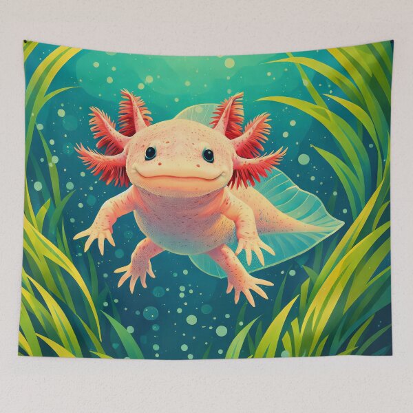 Item preview, Axolotl Retro Style Digital Animal Art designed and sold by kakarikihill.