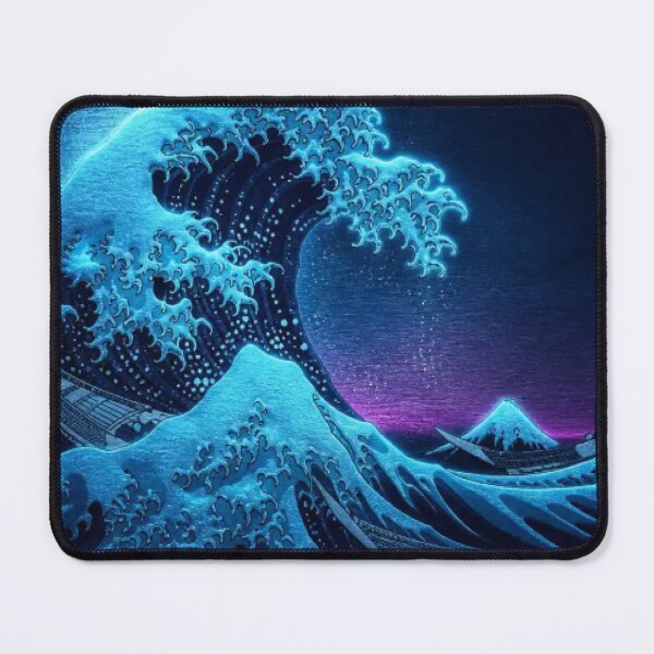 Item preview, Midnight Great Wave | Neon Ukiyo-e Re:Mix | Japanese Art | Hokusai Metal designed and sold by vekotpu.