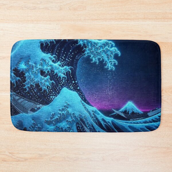 Item preview, Midnight Great Wave | Neon Ukiyo-e Re:Mix | Japanese Art | Hokusai Metal designed and sold by vekotpu.