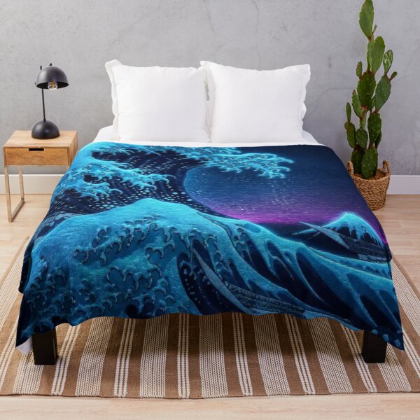 Item preview, Midnight Great Wave | Neon Ukiyo-e Re:Mix | Japanese Art | Hokusai Metal designed and sold by vekotpu.