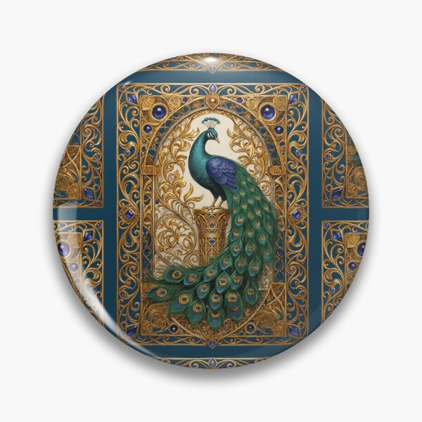 Item preview, Majestic Art Nouveau Peacock Art Print | Emerald Gold Peacock Illustration | Vintage Ornamental Bird Wall Art | Elegant Boho Home Decor designed and sold by RSDigitalPrintDesign.