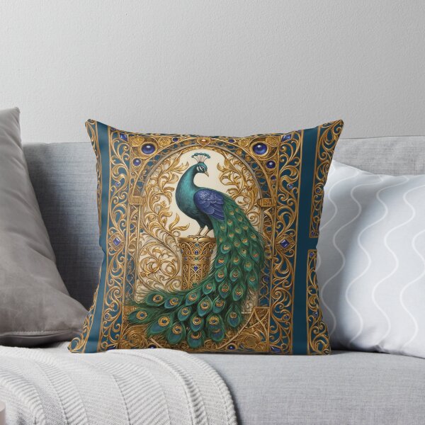 Item preview, Majestic Art Nouveau Peacock Art Print | Emerald Gold Peacock Illustration | Vintage Ornamental Bird Wall Art | Elegant Boho Home Decor designed and sold by RSDigitalPrintDesign.