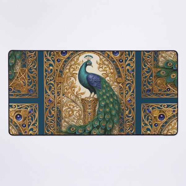 Item preview, Majestic Art Nouveau Peacock Art Print | Emerald Gold Peacock Illustration | Vintage Ornamental Bird Wall Art | Elegant Boho Home Decor designed and sold by RSDigitalPrintDesign.
