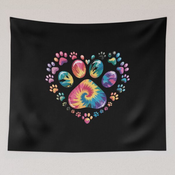 Item preview, Colorful Tie Dye Heart Paw Print designed and sold by GiaoCalonas.