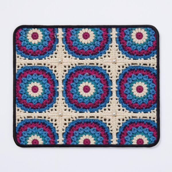 Item preview, Multicolor Mandala Crochet Bullseye Blue Pink Teal designed and sold by LuisWorks.
