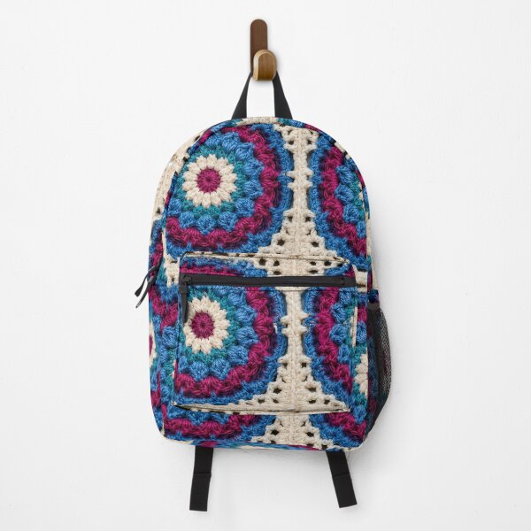 Item preview, Multicolor Mandala Crochet Bullseye Blue Pink Teal designed and sold by LuisWorks.
