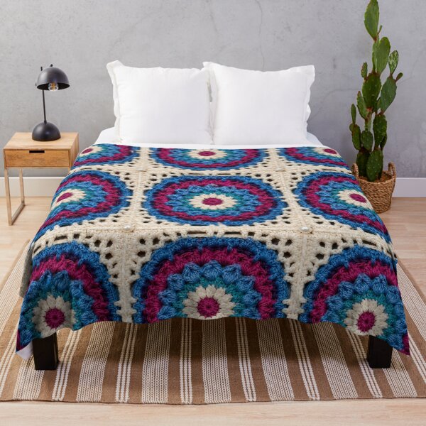 Item preview, Multicolor Mandala Crochet Bullseye Blue Pink Teal designed and sold by LuisWorks.