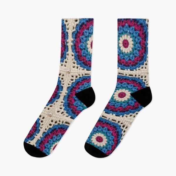 Item preview, Multicolor Mandala Crochet Bullseye Blue Pink Teal designed and sold by LuisWorks.
