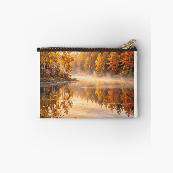 Item preview, Golden Reflection Lake — Autumn Lake Oil Painting Wall Art Print designed and sold by PickyAura.