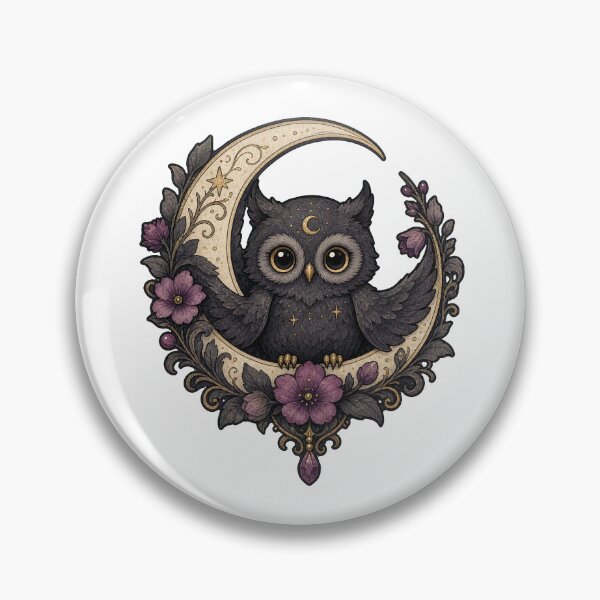 Item preview, Tiny Owl in Crescent Moon Wreath designed and sold by The-Art-of-D.