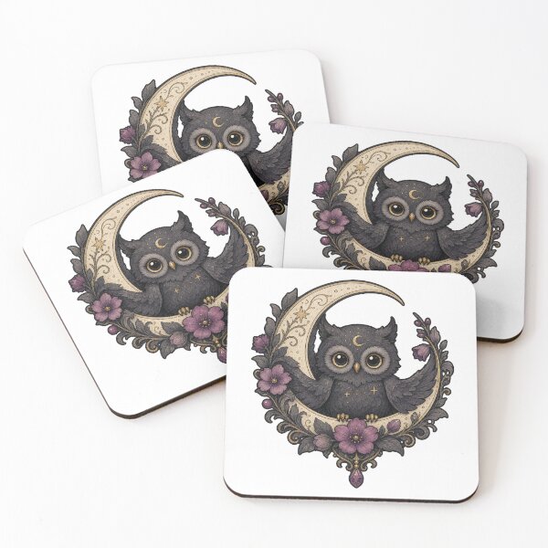 Item preview, Tiny Owl in Crescent Moon Wreath designed and sold by The-Art-of-D.