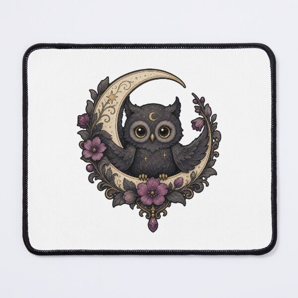 Item preview, Tiny Owl in Crescent Moon Wreath designed and sold by The-Art-of-D.