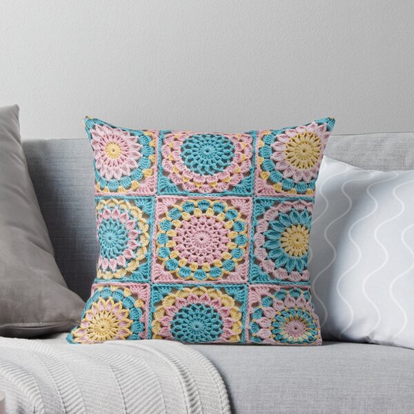 Item preview, Pastel Crochet Flower Square Pink Blue Yellow designed and sold by LuisWorks.