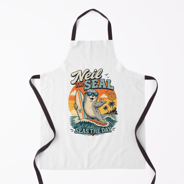Item preview, Neil the Seal Surfing Retro Vintage T-Shirt | Cute Ocean Animal Beach Design designed and sold by Art Wave Studio.
