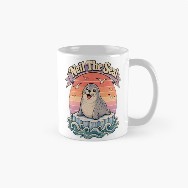 Item preview, Neil The Seal Cute Chubby Harbor Seal on Iceberg Vintage Retro Sunset Design designed and sold by Art Wave Studio.