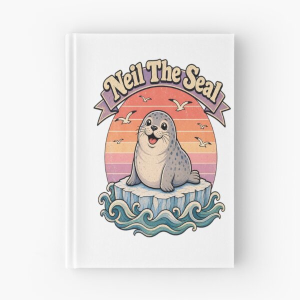 Item preview, Neil The Seal Cute Chubby Harbor Seal on Iceberg Vintage Retro Sunset Design designed and sold by Art Wave Studio.