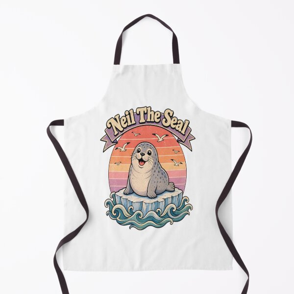 Item preview, Neil The Seal Cute Chubby Harbor Seal on Iceberg Vintage Retro Sunset Design designed and sold by Art Wave Studio.