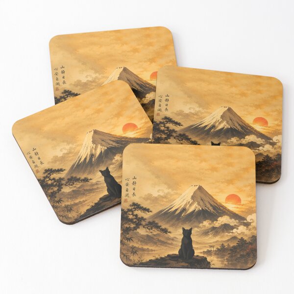 Item preview, Black Cat and Mont Fuji designed and sold by Erlin Rudho.