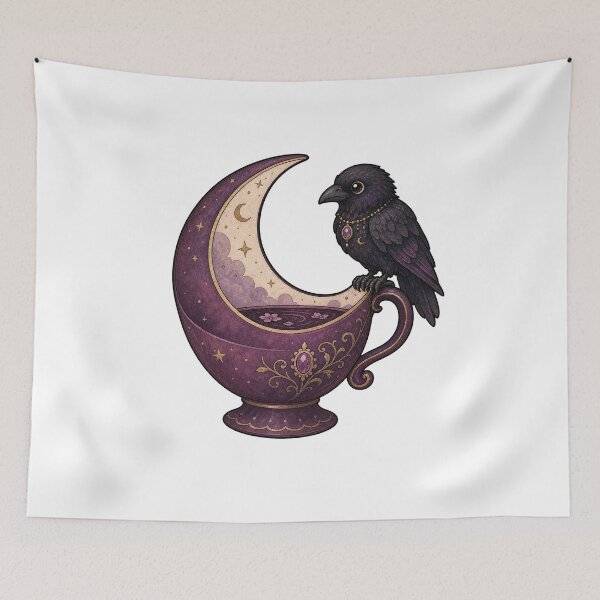Item preview, Little Raven on Crescent Teacup designed and sold by The-Art-of-D.
