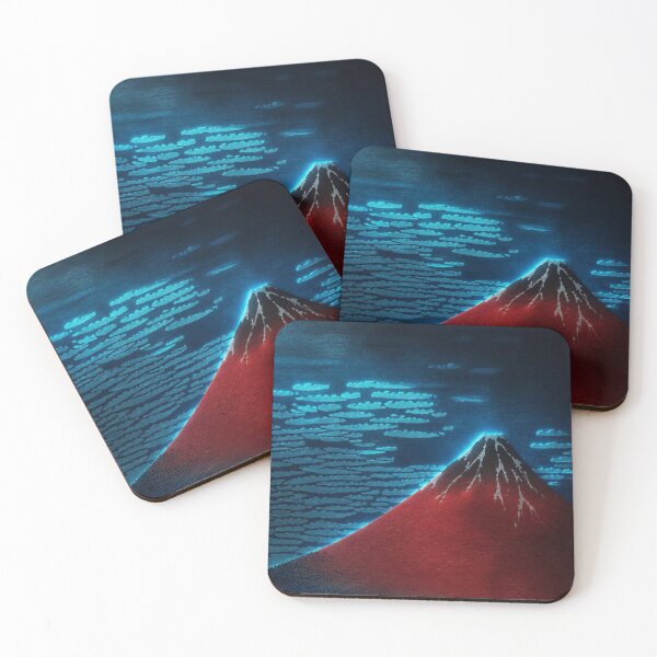 Item preview, Midnight Red Fuji | Neon Ukiyo-e Re:Mix | Japanese Wall Art | Mount Fuji Metal Poster designed and sold by vekotpu.