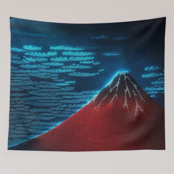 Item preview, Midnight Red Fuji | Neon Ukiyo-e Re:Mix | Japanese Wall Art | Mount Fuji Metal Poster designed and sold by vekotpu.