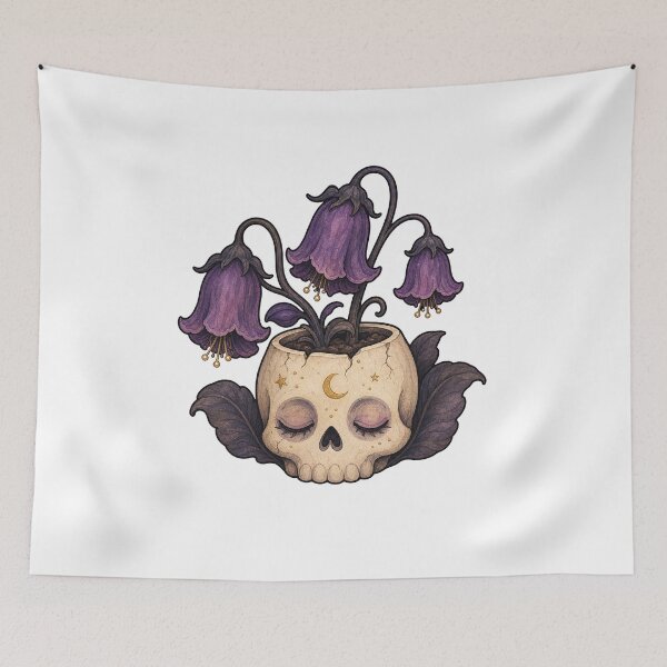 Item preview, Sleepy Skull Purple Bellflower Planter designed and sold by The-Art-of-D.