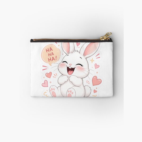Aperçu de l'œuvre Autocollant lapin rieur mignon | Lapin kawaii joyeux créée et vendue par Snikdha.