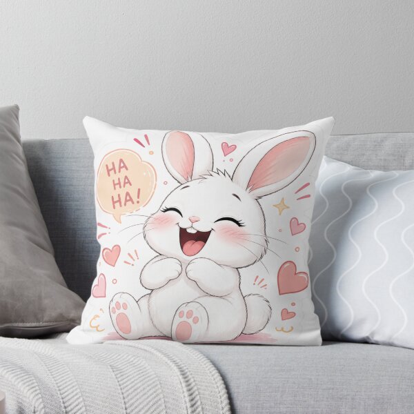 Item preview, Cute Laughing Bunny Sticker | Happy Kawaii Rabbit designed and sold by Snikdha.