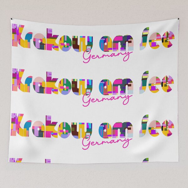 Item preview, Krakow am See, Germany, Vibrant Abstract City Typography Art designed and sold by Wanderful-roads.