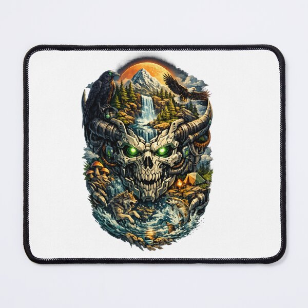 Item preview, Biomechanical Wilderness Skull Beneath the Burning Moon designed and sold by Mosslume Studio.