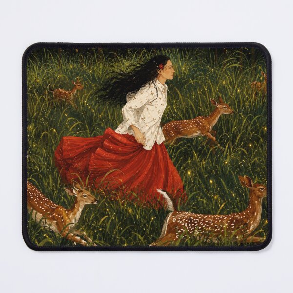 Item preview, Enchanted Forest Woman with Deer Wall Art | Whimsical Nature Fantasy Print | Woodland Decor designed and sold by AbstractAuraArt.
