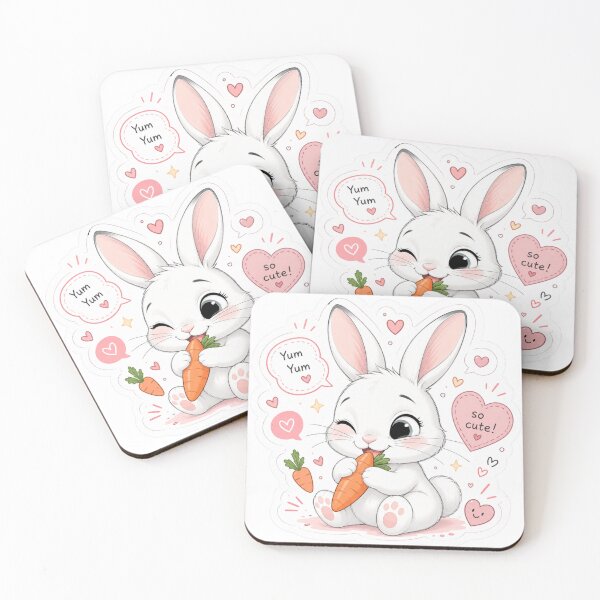 Item preview, Cute Kawaii Bunny Sticker | Baby Rabbit Eating Carrot designed and sold by Snikdha.
