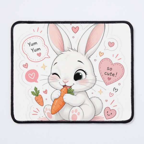 Item preview, Cute Kawaii Bunny Sticker | Baby Rabbit Eating Carrot designed and sold by Snikdha.