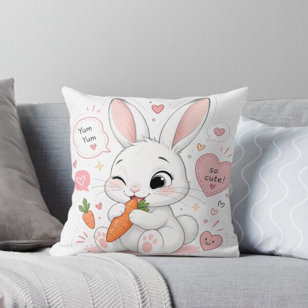Item preview, Cute Kawaii Bunny Sticker | Baby Rabbit Eating Carrot designed and sold by Snikdha.