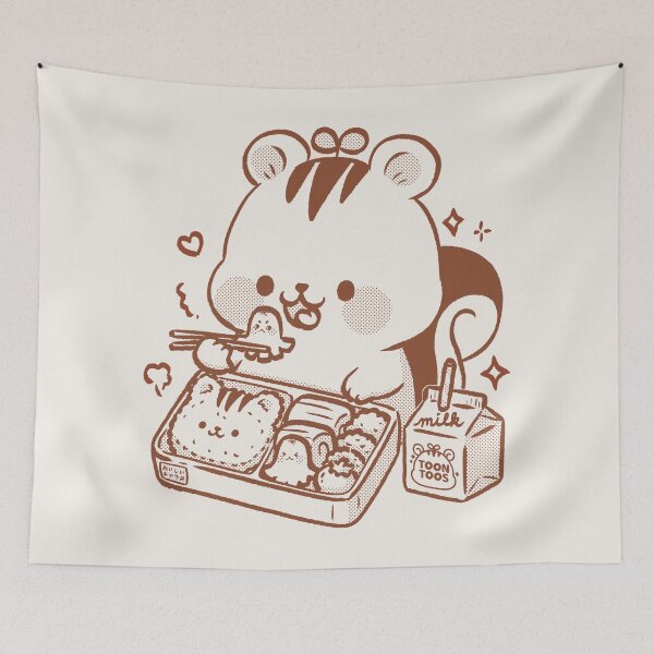 Item preview, Cute Squirrel Eating Kyaraben Kawaii Character Bento Illustration designed and sold by ToonToos.