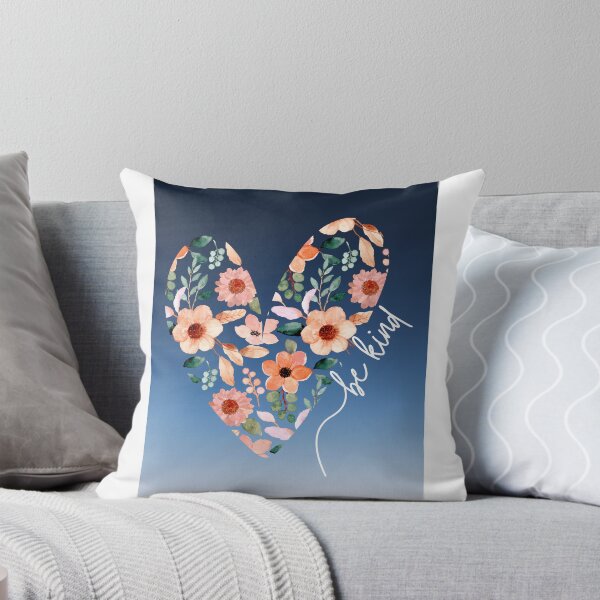 Item preview, Peach and Dark Blue Watercolor Floral Heart T Shirt designed and sold by SVSocialH.