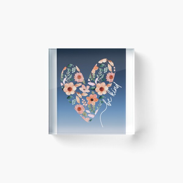 Item preview, Peach and Dark Blue Watercolor Floral Heart T Shirt designed and sold by SVSocialH.