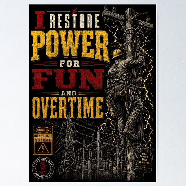 Item preview, I Restore Power for Fun and Overtime designed and sold by RoyalOrderGallery.