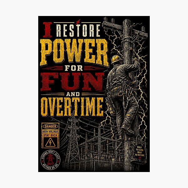 Item preview, I Restore Power for Fun and Overtime designed and sold by RoyalOrderGallery.