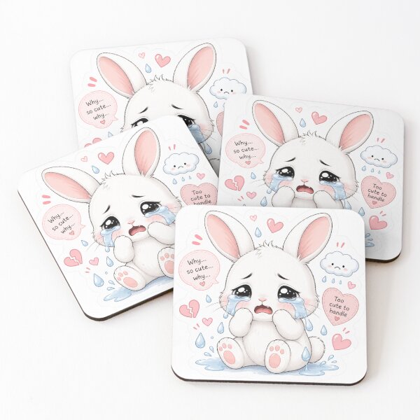 Item preview, Pegatina de conejito llorando adorable | Conejo kawaii triste designed and sold by Snikdha.