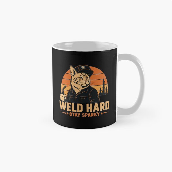 Item preview, Maine Coon - Weld Hard Stay Sparky Welder Cat Retro Sunset designed and sold by RusticMeadow.