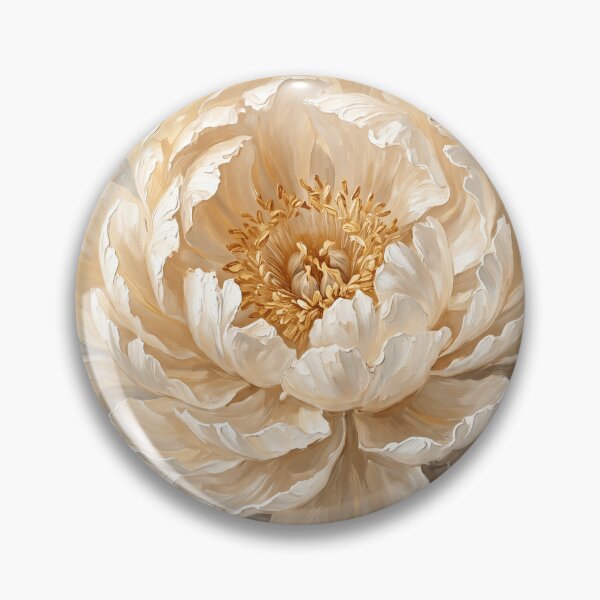 Item preview, Velvet Ivory Bloom — White Peony Oil Painting Wall Art Print designed and sold by PickyAura.