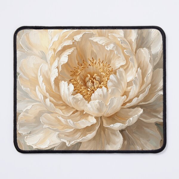 Item preview, Velvet Ivory Bloom — White Peony Oil Painting Wall Art Print designed and sold by PickyAura.