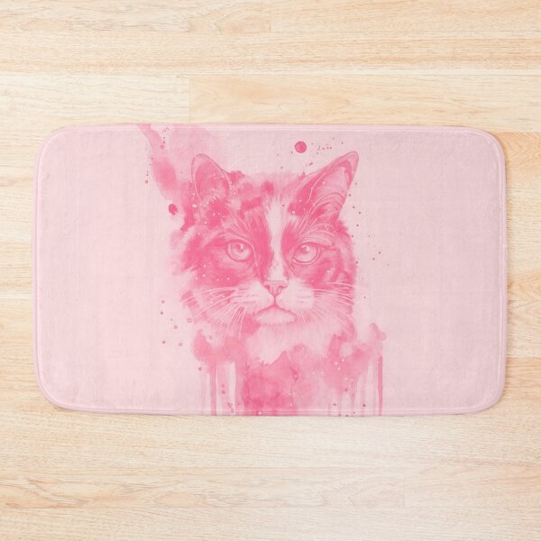 Item preview, Pink Watercolor Cat Art, Cute Blush Cat Painting for Cat Lovers & Pink Home Decor designed and sold by calamarisky.