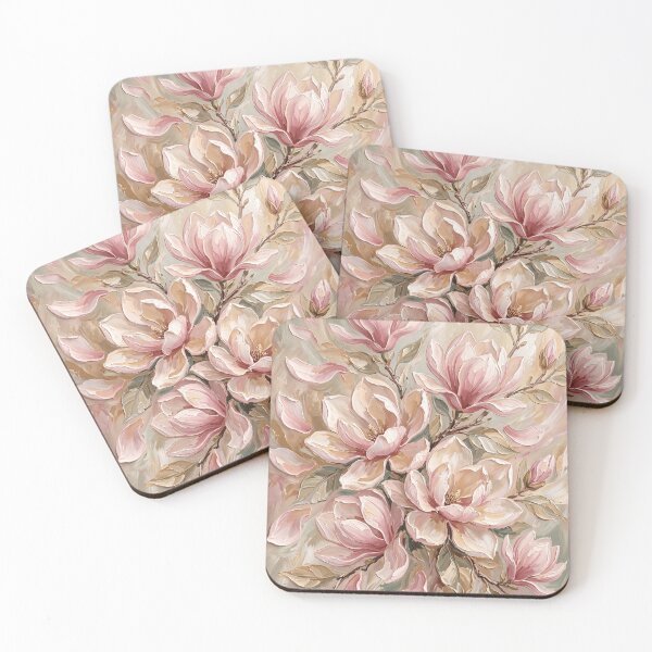 Item preview, Petals in Pastels — Pink Magnolia Oil Painting Wall Art Print designed and sold by PickyAura.